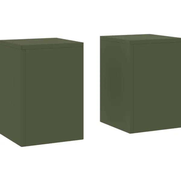 vidaXL Plantestativer^Planteholdere 2 pcs Olivengrøn 24 x 24 x 35 cm Stål
