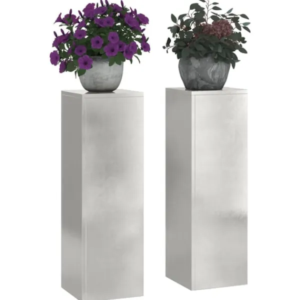 vidaXL Plantestativer^Planteholdere 2 pcs Sølv 24 x 24 x 75 cm Rustfrit stål