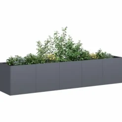 Hot plantekasse antracitgrå 200x40x40 cm koldvalset stål Krukker & Plantebeholdere