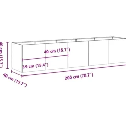 Hot plantekasse antracitgrå 200x40x40 cm koldvalset stål Krukker & Plantebeholdere