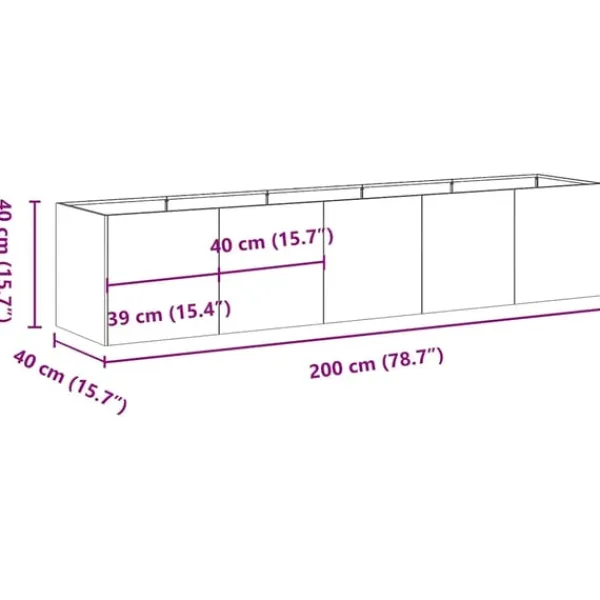Hot plantekasse antracitgrå 200x40x40 cm koldvalset stål Krukker & Plantebeholdere