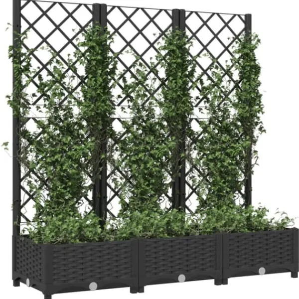 Sale plantekasse med espalier 120x40x121,5 cm PP sort - Plantekrukker Krukker & Plantebeholdere