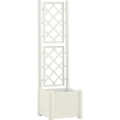 Discount plantekasse med espalier 43x43x142 cm PP hvid - Plantekrukker Krukker & Plantebeholdere