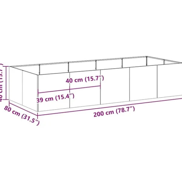 Discount plantekasse rustfarvet 200x80x40 cm forvitringsstål Krukker & Plantebeholdere