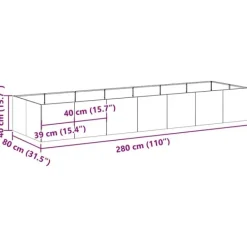 vidaXL Krukker & Plantebeholdere^plantekasse rustfarvet 280x80x40 cm forvitringsstål