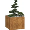 vidaXL Plantningsbænke^plantekasse rustfarvet 100x100x80 cm forvitringsstål