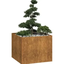 vidaXL Plantningsbænke^plantekasse rustfarvet 100x100x80 cm forvitringsstål