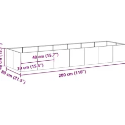 vidaXL Plantningsbænke^plantekasse 280x80x40 cm rustfrit stål