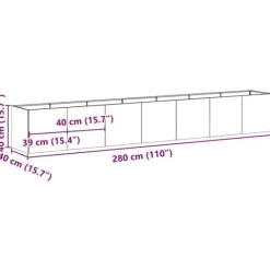Sale plantekasse 280x40x40 cm galvaniseret stål Plantestativer