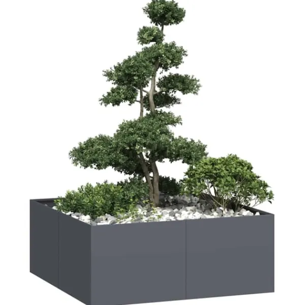 Clearance plantekasse 100x100x40 cm stål antracitgrå Krukker & Plantebeholdere