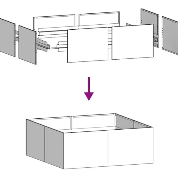 Clearance plantekasse 100x100x40 cm stål antracitgrå Krukker & Plantebeholdere