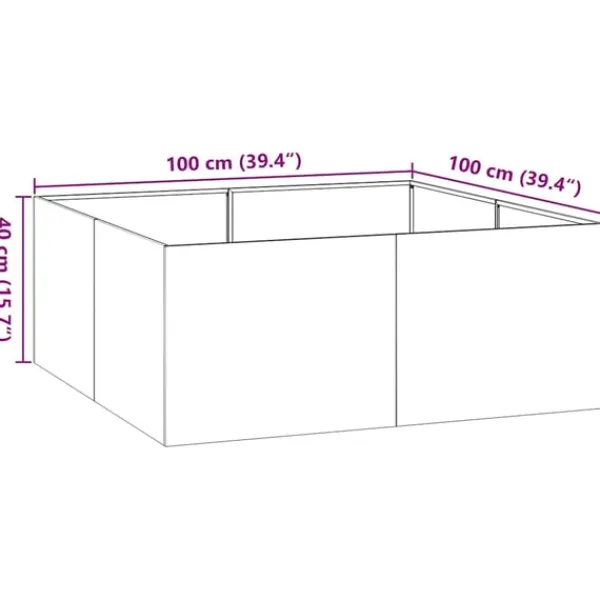 Clearance plantekasse 100x100x40 cm stål antracitgrå Krukker & Plantebeholdere