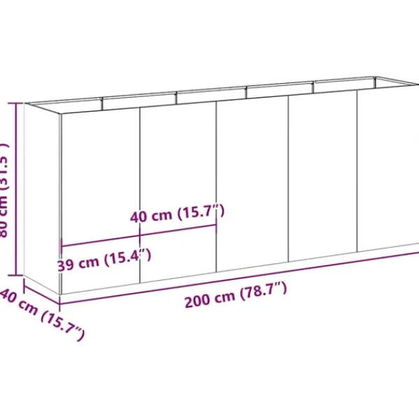 vidaXL Krukker & Plantebeholdere^plantekasse 200x40x80 cm koldvalset stål antracitgrå