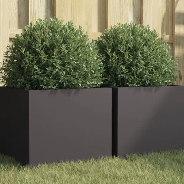 Clearance plantekasser 2 stk. 32x30x29 cm koldvalset stål sort - Plantekrukker Krukker & Plantebeholdere