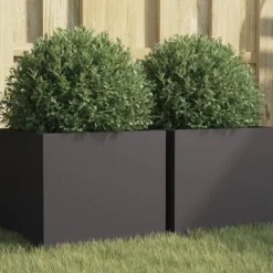 Clearance plantekasser 2 stk. 32x30x29 cm koldvalset stål sort - Plantekrukker Krukker & Plantebeholdere