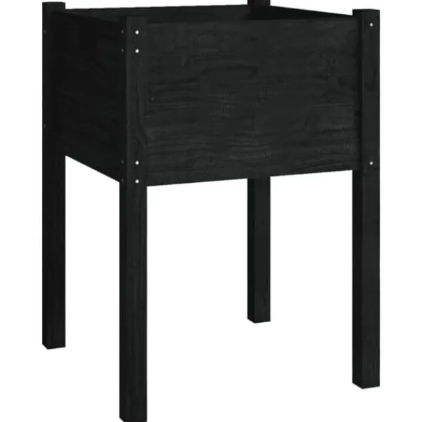 New plantekasser 2 stk. 50x50x70 cm massivt fyrretræ sort - Plantekrukker Krukker & Plantebeholdere