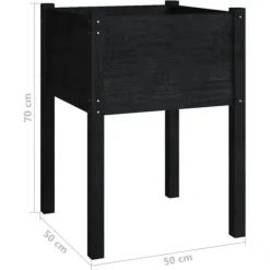 New plantekasser 2 stk. 50x50x70 cm massivt fyrretræ sort - Plantekrukker Krukker & Plantebeholdere
