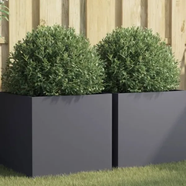 vidaXL Krukker & Plantebeholdere^plantekasser 2 stk. 49x47x46 cm koldvalset stål antracitgrå - Plantekrukker
