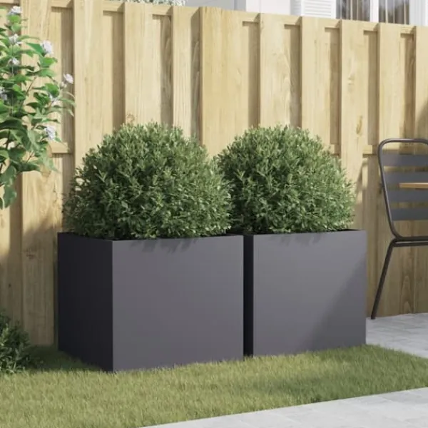vidaXL Krukker & Plantebeholdere^plantekasser 2 stk. 49x47x46 cm koldvalset stål antracitgrå - Plantekrukker