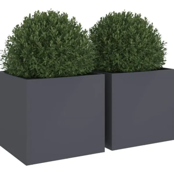 vidaXL Krukker & Plantebeholdere^plantekasser 2 stk. 49x47x46 cm koldvalset stål antracitgrå - Plantekrukker