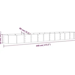 Clearance plantekrukke 440x80x36 cm pulverlakeret stål sølvfarvet - Plantekrukker Krukker & Plantebeholdere