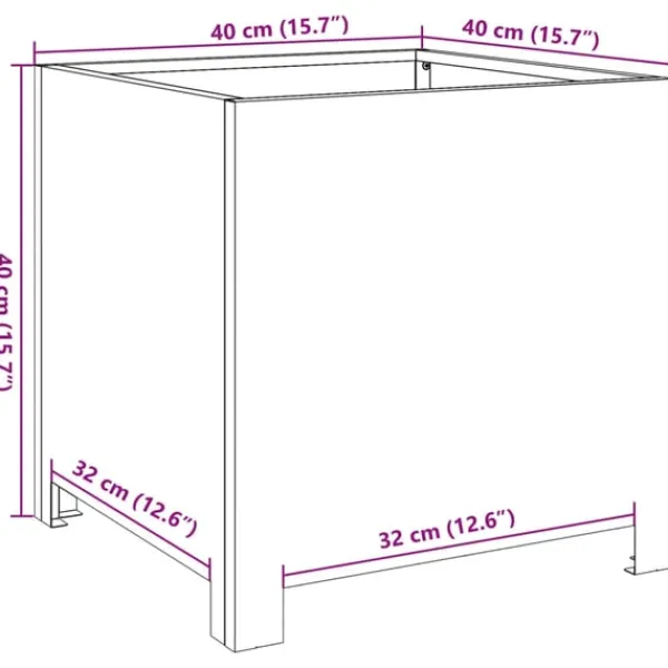 Hot plantekrukke 40x40x40 cm stål sort Krukker & Plantebeholdere