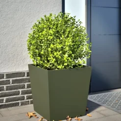 Best plantekrukker 2 stk. 50x50x50 cm stål olivengrøn Krukker & Plantebeholdere