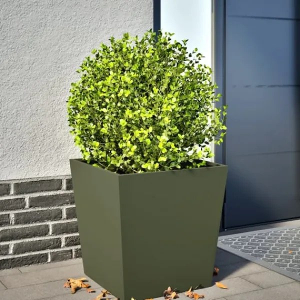 Best plantekrukker 2 stk. 50x50x50 cm stål olivengrøn Krukker & Plantebeholdere
