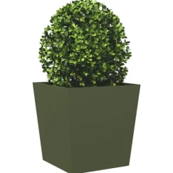 Best plantekrukker 2 stk. 50x50x50 cm stål olivengrøn Krukker & Plantebeholdere