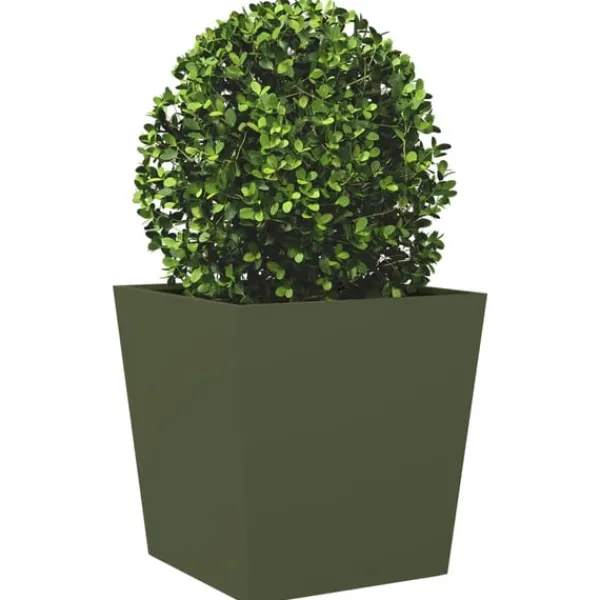 Best plantekrukker 2 stk. 50x50x50 cm stål olivengrøn Krukker & Plantebeholdere