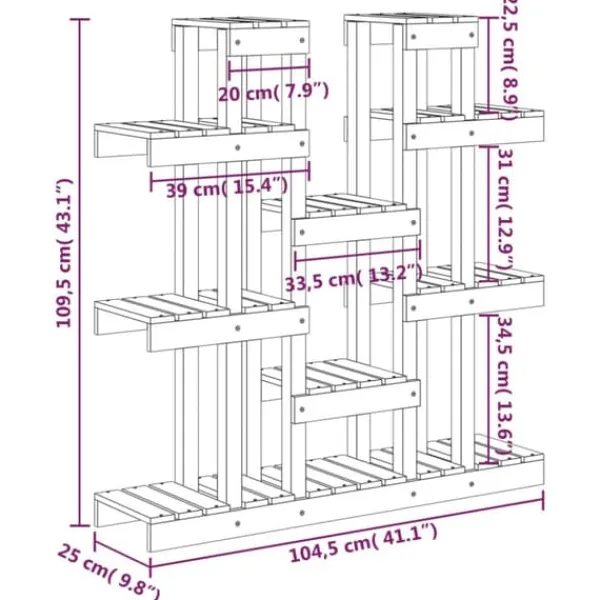 vidaXL Plantestativer^plantestativ 104,5x25x109,5 cm massivt fyrretræ hvid - Planteborde