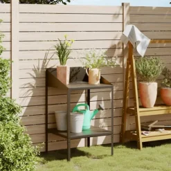 vidaXL Plantningsbænke^plantestativ 56,5x54,5x100 cm galvaniseret stål antracitgrå - Planteborde