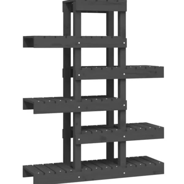 Sale plantestativ 85x25x109,5 cm massivt fyrretræ grå - Planteborde Plantestativer