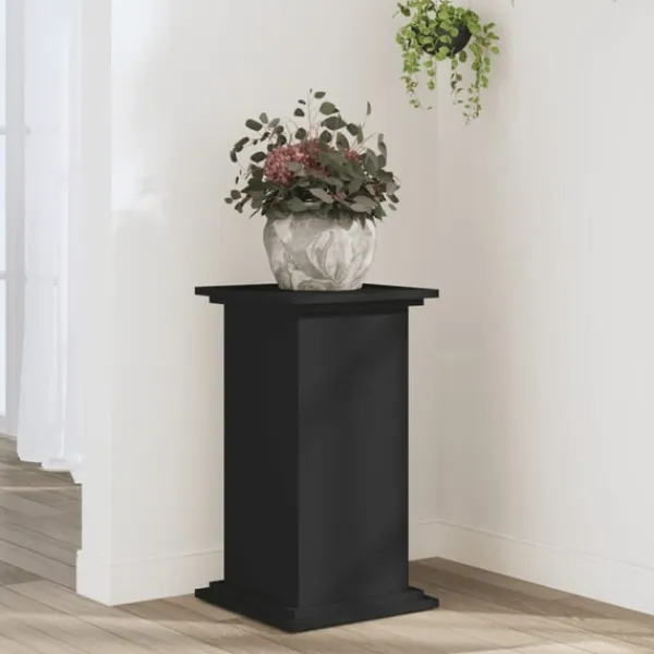 Discount plantestativ 33x33x60 cm konstrueret træ sort Plantestativer