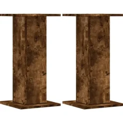 Outlet plantestativer 2 stk. 30x30x60 cm konstrueret træ røget eg Plantestativer