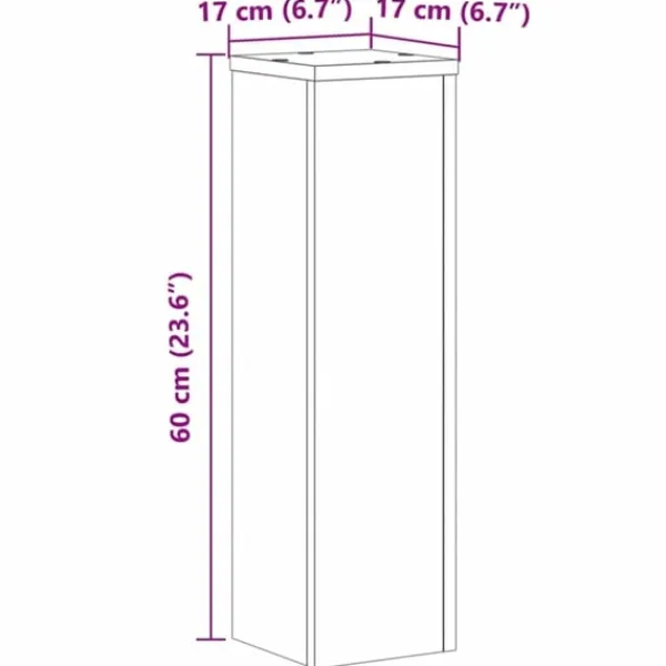 vidaXL Plantestativer^plantestativer 2 stk. 17x17x60 cm konstrueret træ egetræsfarvet