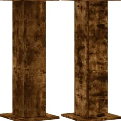 Clearance plantestativer 2 stk. 30x30x80 cm konstrueret træ røget eg Plantestativer