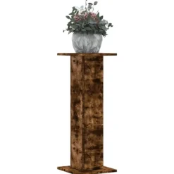 Clearance plantestativer 2 stk. 30x30x80 cm konstrueret træ røget eg Plantestativer