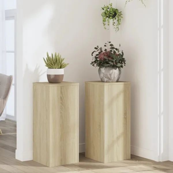 Outlet plantestativer 2 stk. 30x30x70 cm konstrueret træ sonoma-eg Plantestativer