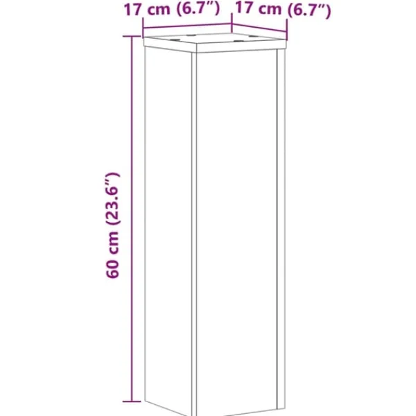 vidaXL Plantestativer^plantestativer 2 stk. 17x17x60 cm konstrueret træ antikt træ