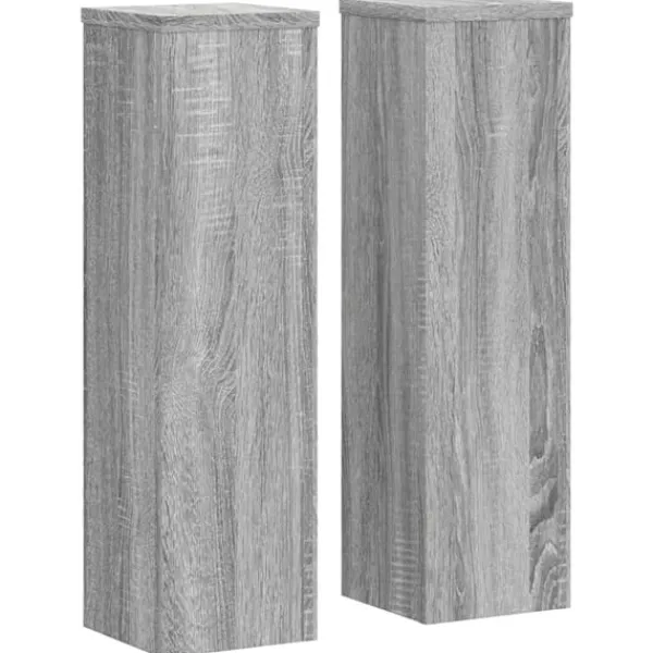 Clearance plantestativer 2 stk. 17x17x60 cm konstrueret træ grå sonoma-eg Plantestativer