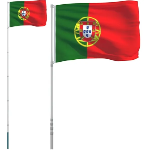 vidaXL Flag & Vindposer^Portugal flag og flagstang 5,55 m aluminium