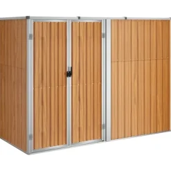 vidaXL Skure, Garager & Carports^redskabsskur til haven 225x89x161 cm galvaniseret stål brun - Skure & Redskabsskure