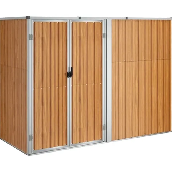 vidaXL Skure, Garager & Carports^redskabsskur til haven 225x89x161 cm galvaniseret stål brun - Skure & Redskabsskure