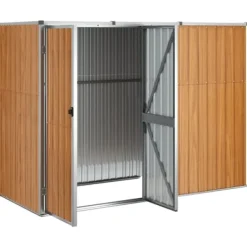 vidaXL Skure, Garager & Carports^redskabsskur til haven 225x89x161 cm galvaniseret stål brun - Skure & Redskabsskure