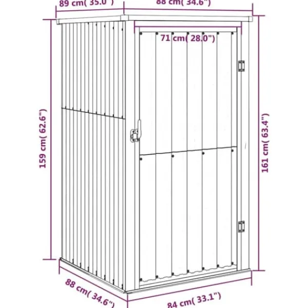 vidaXL Skure, Garager & Carports^redskabsskur til haven 88x89x161 cm galvaniseret stål grøn - Skure & Redskabsskure