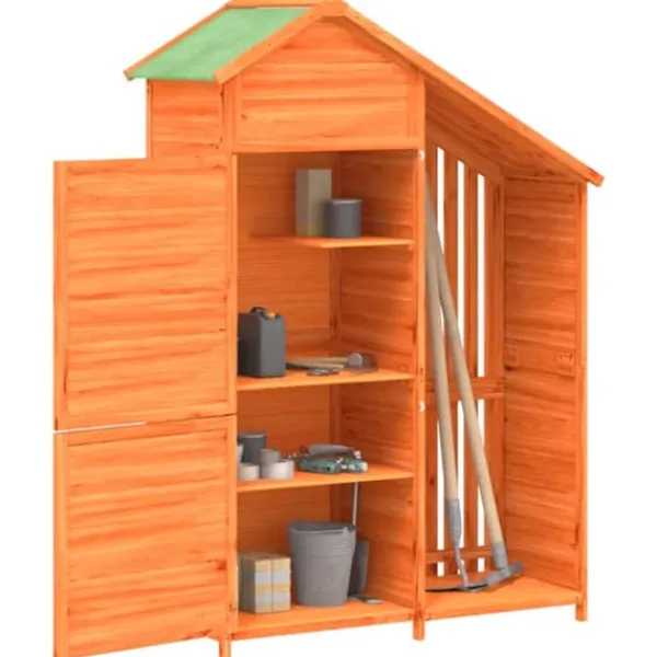 vidaXL Skure, Garager & Carports^redskabsskur til haven 120x53,5x170 cm massivt fyrretræ brun - Skure & Redskabsskure