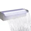 vidaXL Springvand & Damme^rektangulær vandfaldsfontæne med LED-lys rustfrit stål 30 cm - Fontæner