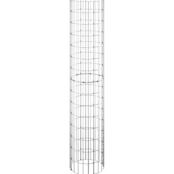 Discount rundt gabion-havebede 3 stk. Ø30x150 cm galvaniseret stål - Plantekrukker Krukker & Plantebeholdere