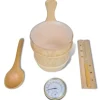 Discount saunatilbehør 5 dele spand ske timeglas termohygrometer - Saunatilbehør Sauna